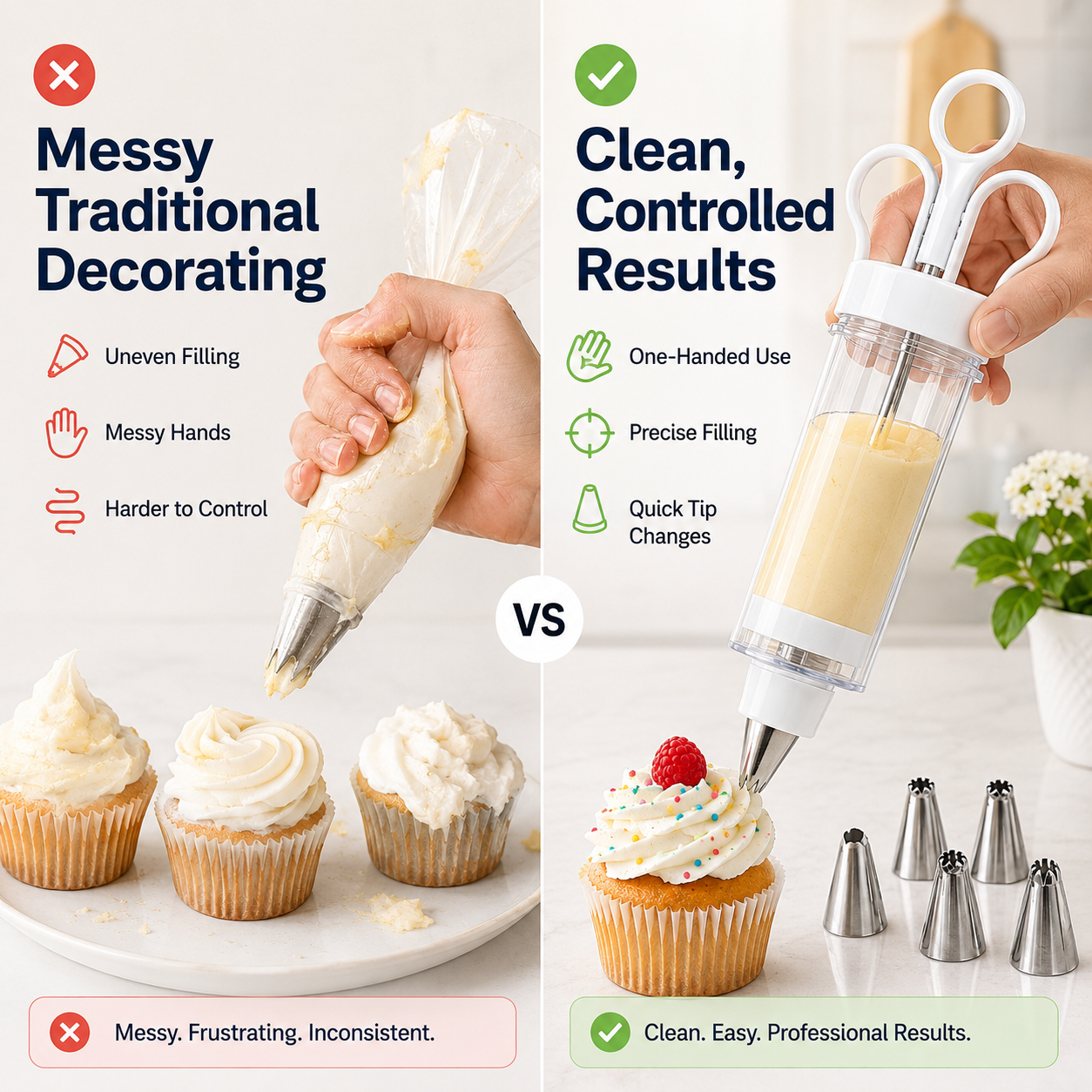 🔥Hot Sale - 50% OFF🔥Stainless Steel Cake Decorating Gun Kit – 6 Icing Nozzles & Pastry Piping Set for Cakes, Cupcakes & Desserts