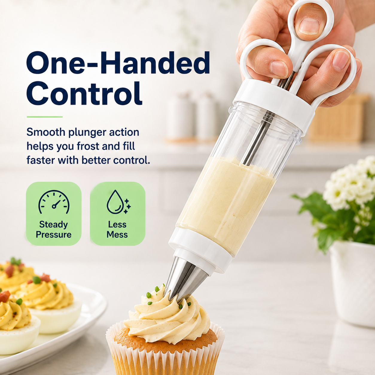 🔥Hot Sale - 50% OFF🔥Stainless Steel Cake Decorating Gun Kit – 6 Icing Nozzles & Pastry Piping Set for Cakes, Cupcakes & Desserts