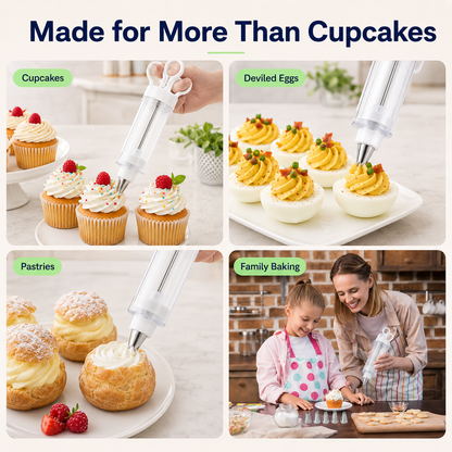 🔥Hot Sale - 50% OFF🔥Stainless Steel Cake Decorating Gun Kit – 6 Icing Nozzles & Pastry Piping Set for Cakes, Cupcakes & Desserts