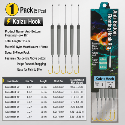 🎣 Pre-Tied Off Bottom Fishing Rig | Anti-Snag Floating Bottom Hook Leaders