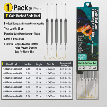 🎣 Pre-Tied Off Bottom Fishing Rig | Anti-Snag Floating Bottom Hook Leaders