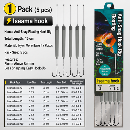 🎣 Pre-Tied Off Bottom Fishing Rig | Anti-Snag Floating Bottom Hook Leaders