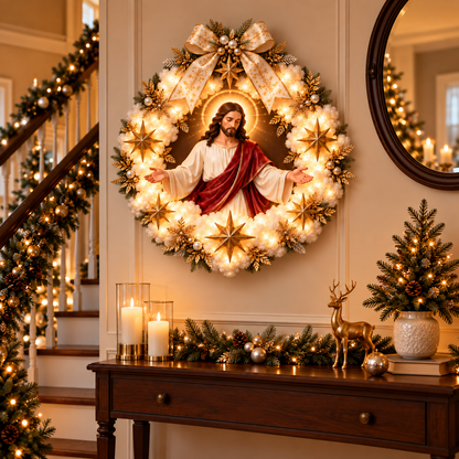 🎄 Christmas Hot Sale - 50% OFF✝️Sacred Christmas Blessing Wreath Collection™-A Sacred Glow for the Heart of Your Home