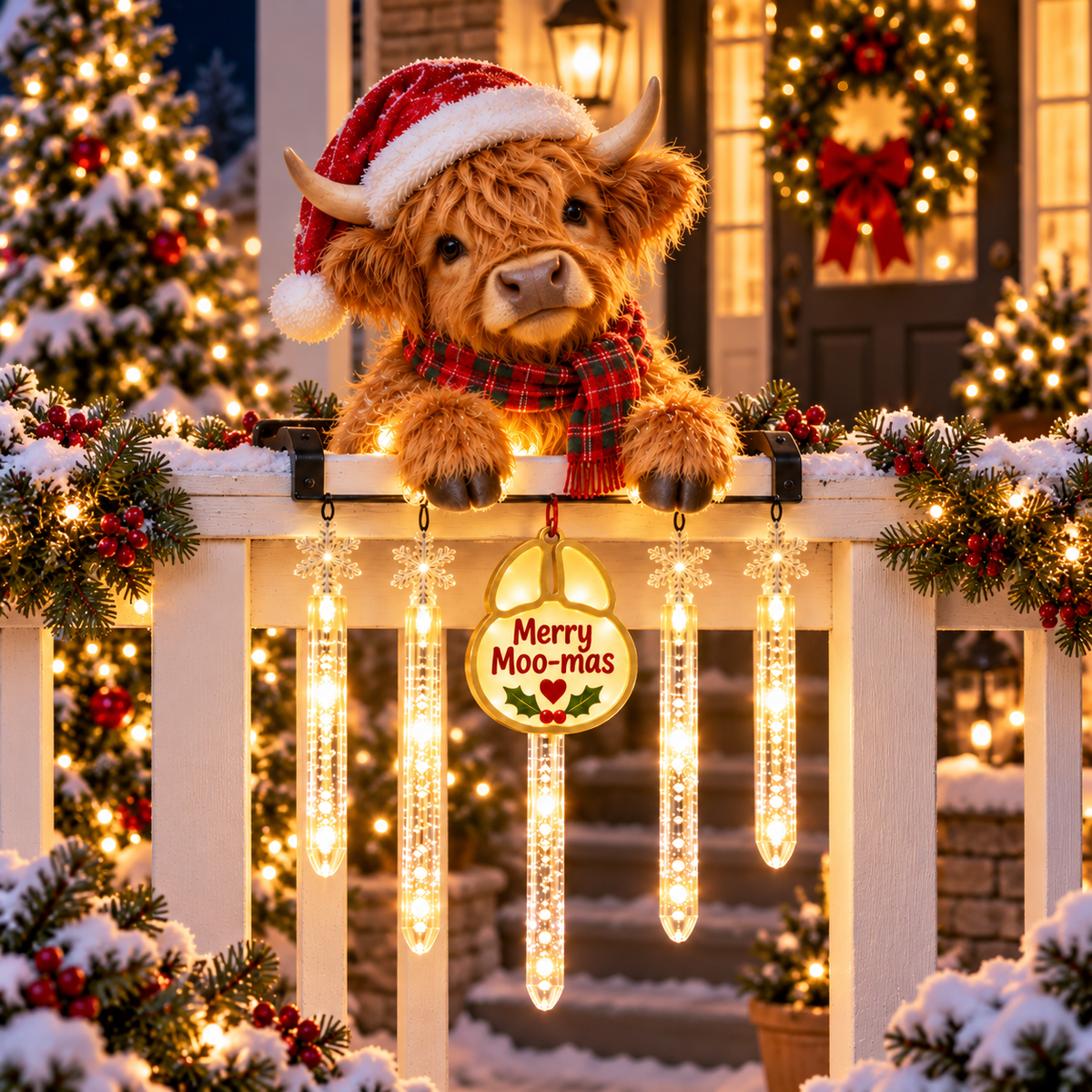 🎄 Christmas Sale – 50% OFF ✨ Merry Porch Glow Collection – Lighted Animal & Cardinal Railing Decor