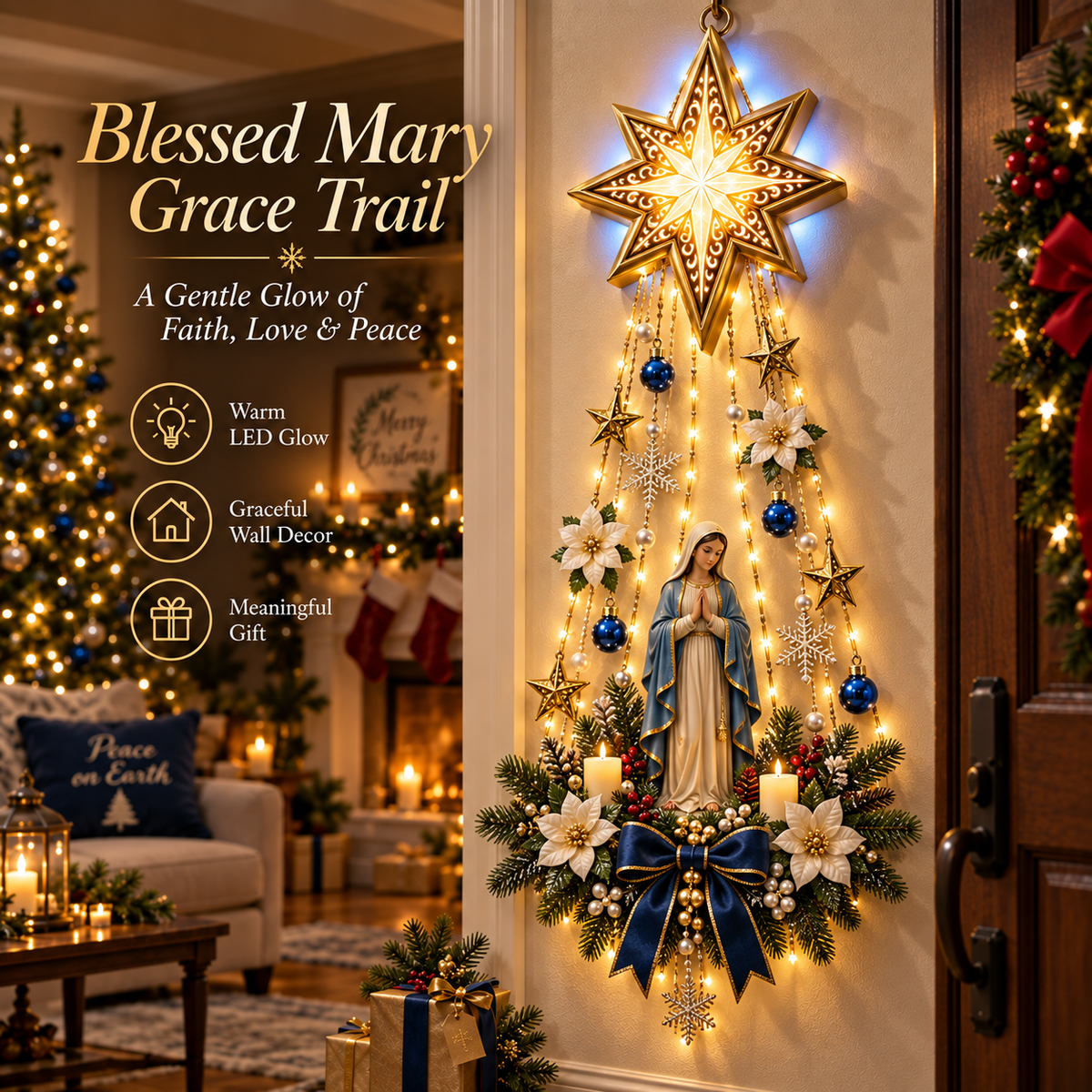 🎄 Christmas Sale – 50% OFF ✨ Sacred Blessing Star Trail Wall Light Collection – Faith, Grace & Remembrance
