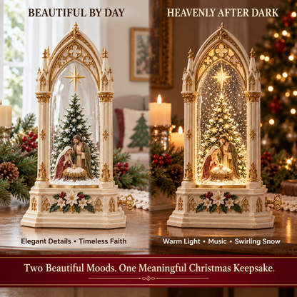 🎄 Christmas Hot Sale ✨ Bethlehem Christmas Chapel™ – Lighted Musical Snowfall Keepsake