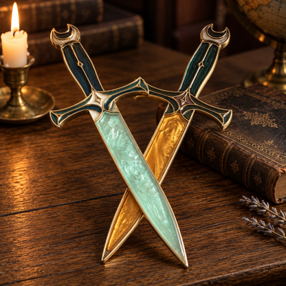 🌙 Moonveil Athame™ – Fantasy Ritual Display Dagger with Crescent Moon Design