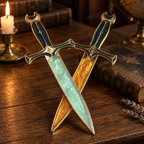 🌙 Moonveil Athame™ – Fantasy Ritual Display Dagger with Crescent Moon Design