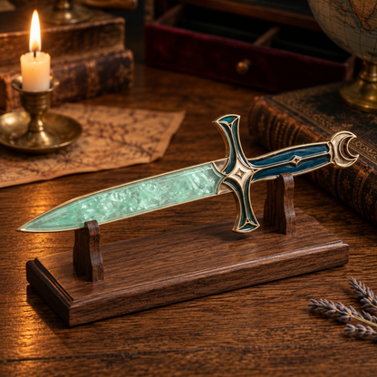 🌙 Moonveil Athame™ – Fantasy Ritual Display Dagger with Crescent Moon Design