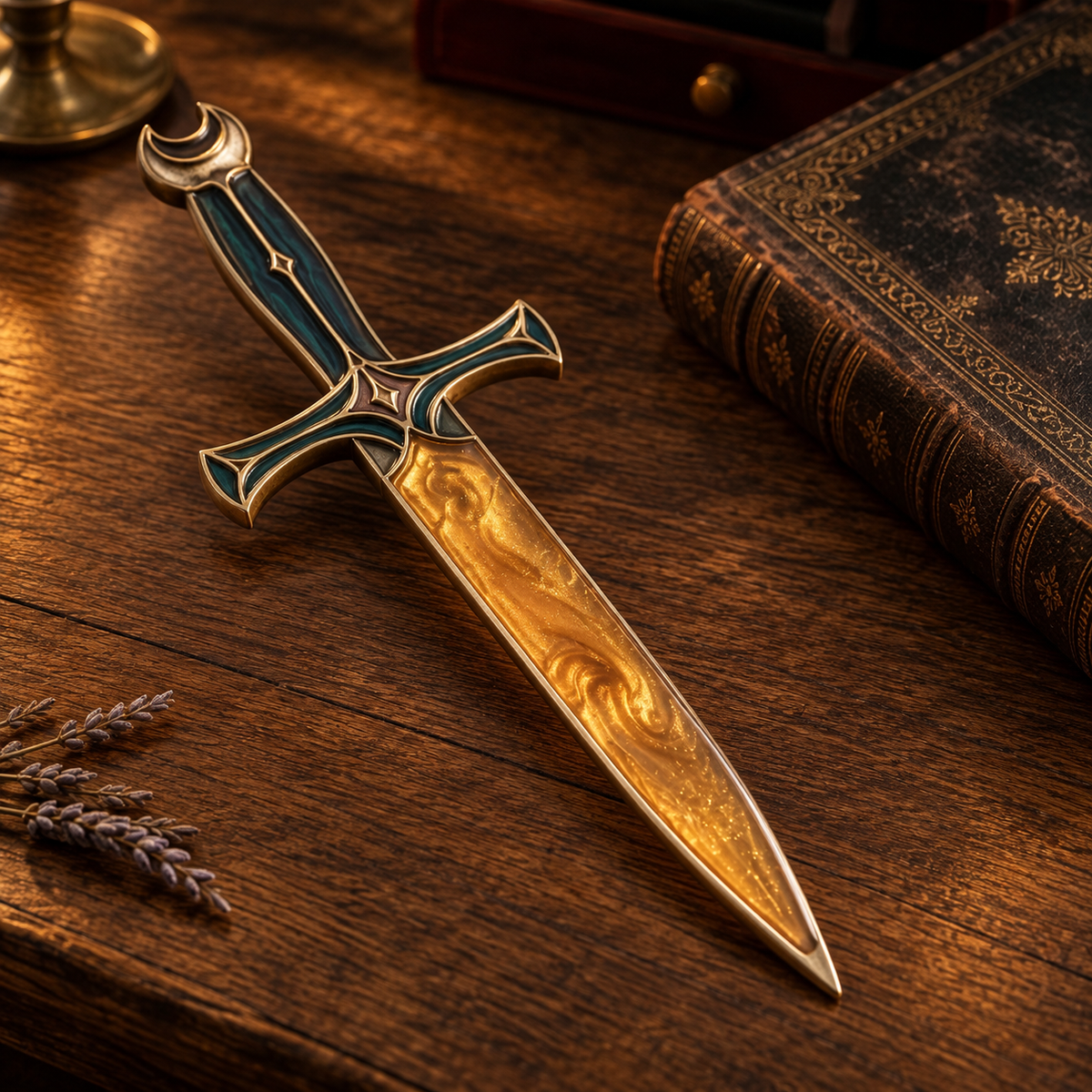 🌙 Moonveil Athame™ – Fantasy Ritual Display Dagger with Crescent Moon Design