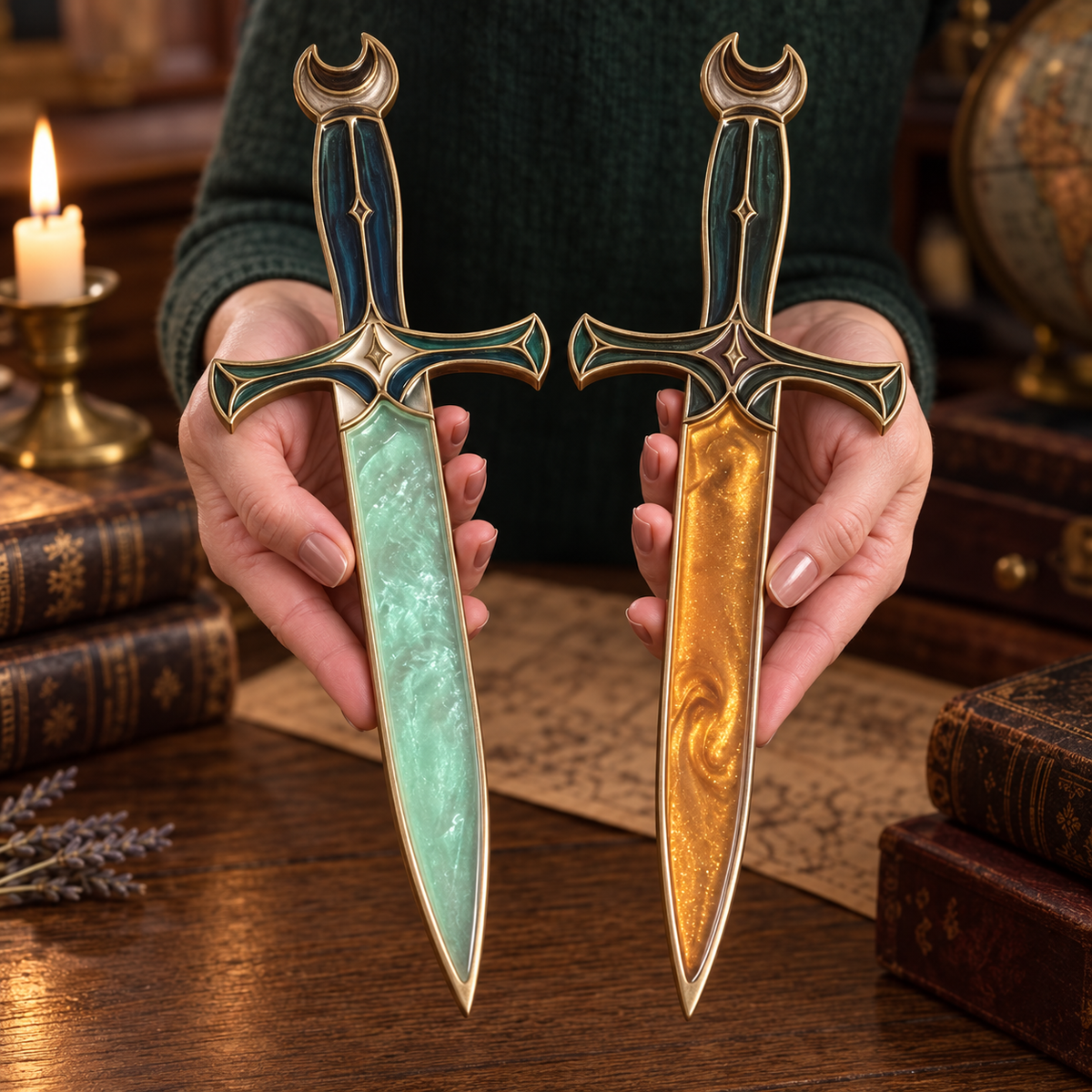 🌙 Moonveil Athame™ – Fantasy Ritual Display Dagger with Crescent Moon Design