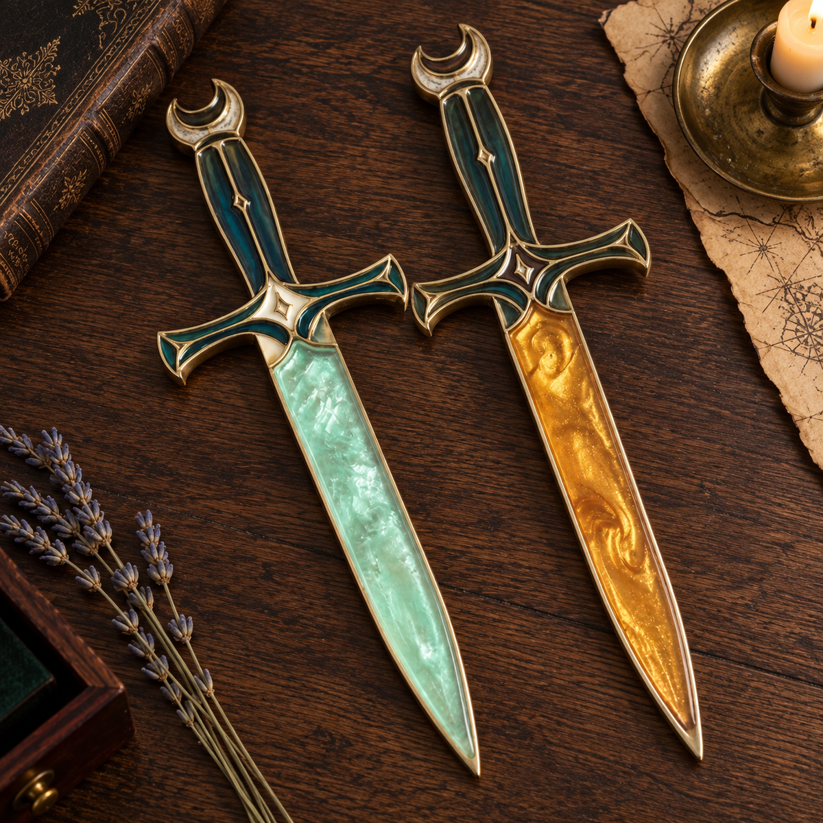 🌙 Moonveil Athame™ – Fantasy Ritual Display Dagger with Crescent Moon Design