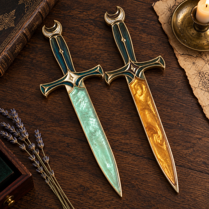 🌙 Moonveil Athame™ – Fantasy Ritual Display Dagger with Crescent Moon Design