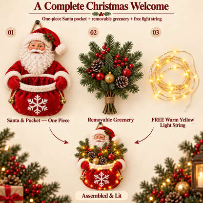 🎄 Santa’s Christmas Welcome Door Hanger – Bring Holiday Warmth to Your Door