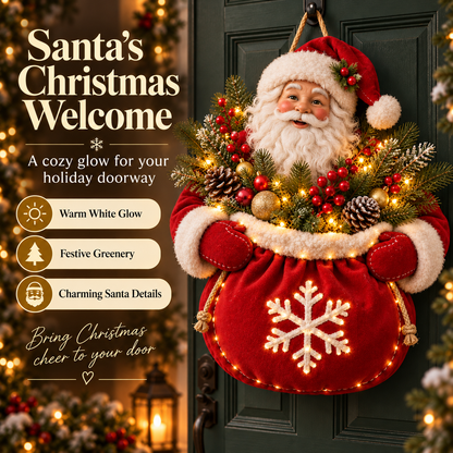 🎄 Santa’s Christmas Welcome Door Hanger – Bring Holiday Warmth to Your Door