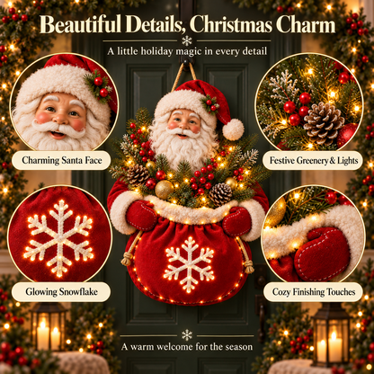 🎄 Santa’s Christmas Welcome Door Hanger – Bring Holiday Warmth to Your Door