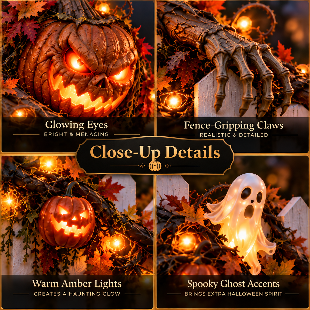 🎃 Halloween Hot Sale – Haunted Fence Crawlers™ Collection – 4 Glowing Characters That Bring Your Fence to Life