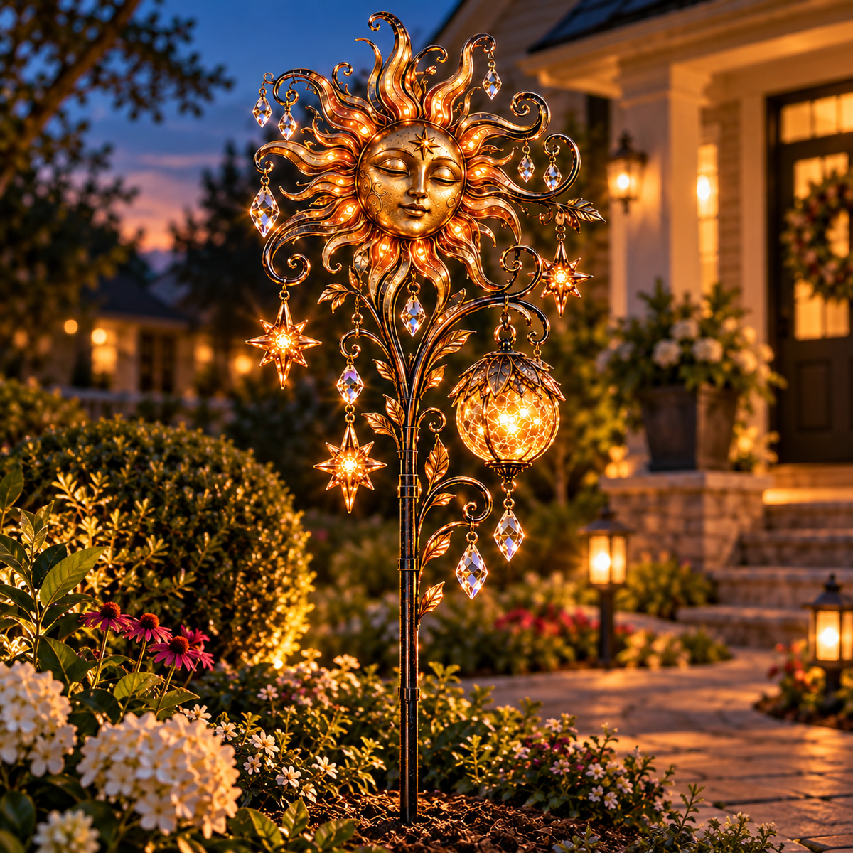 Celestial Sun solar garden stake