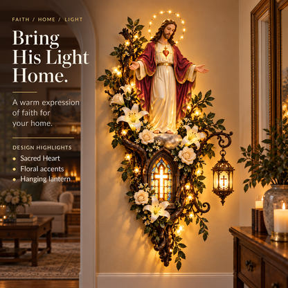 🙏✨ Blessed Mother Lighted Wall Décor | Virgin Mary 3D Religious Wall Art with Warm Ambient Glow