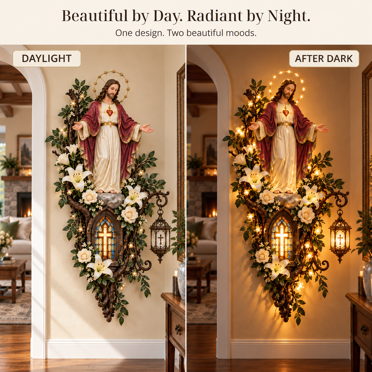 🙏✨ Blessed Mother Lighted Wall Décor | Virgin Mary 3D Religious Wall Art with Warm Ambient Glow