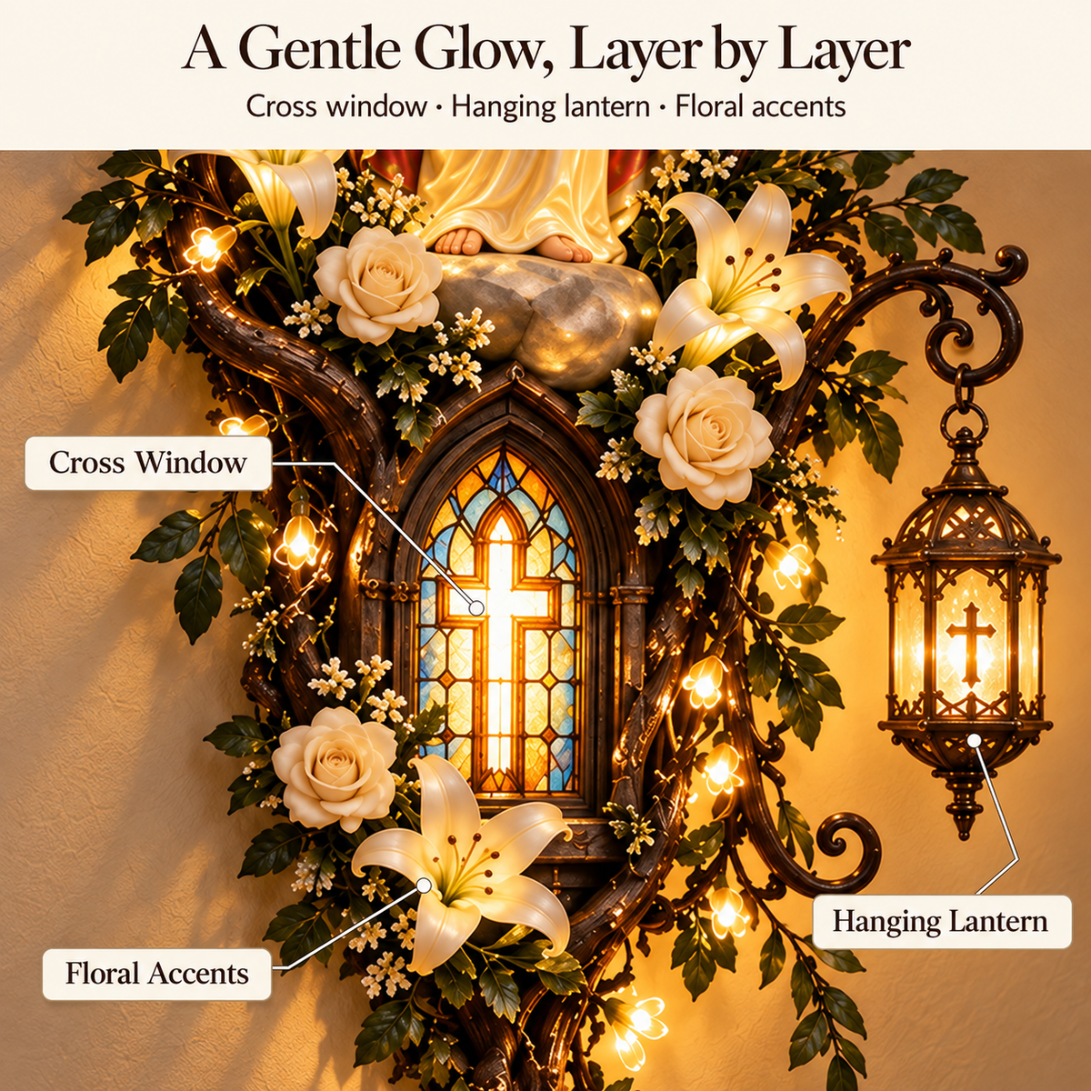 🙏✨ Blessed Mother Lighted Wall Décor | Virgin Mary 3D Religious Wall Art with Warm Ambient Glow