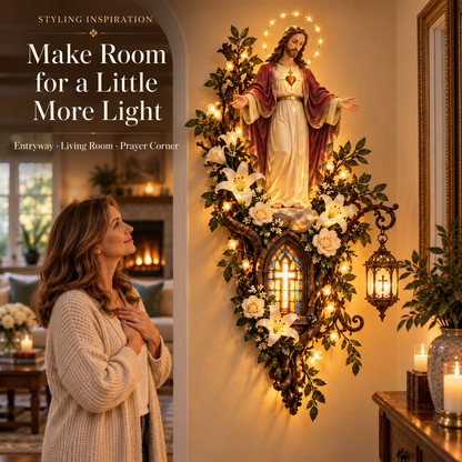🙏✨ Blessed Mother Lighted Wall Décor | Virgin Mary 3D Religious Wall Art with Warm Ambient Glow
