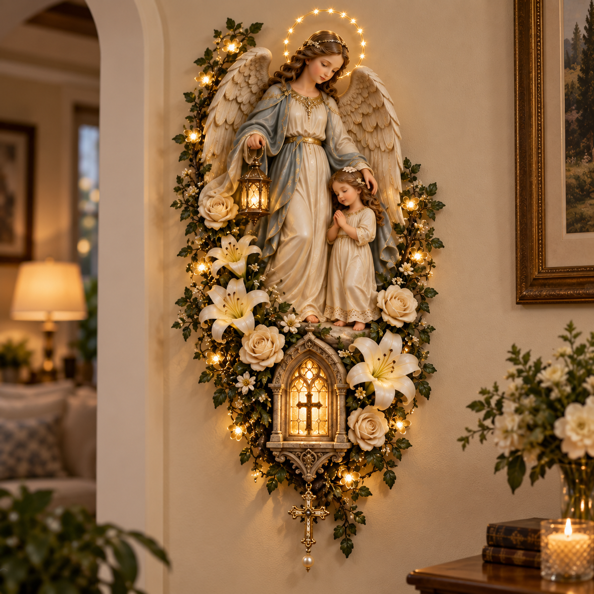 🙏✨ Blessed Mother Lighted Wall Décor | Virgin Mary 3D Religious Wall Art with Warm Ambient Glow