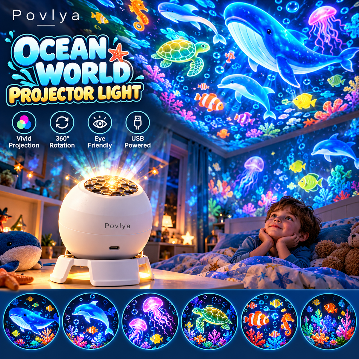 🦖🌊 Ocean & Dinosaur World Projector – 360° Magical Adventure for Kids