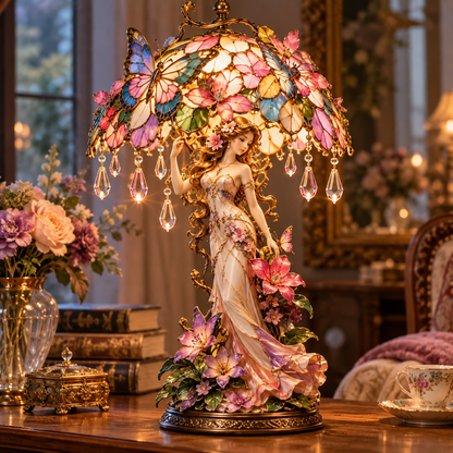 🔥Hot Sale - 🦋✨ Enchanted Butterfly Garden Lady Lamp – Illuminated Floral Sculpture 🌸💡