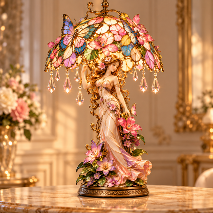 🔥Hot Sale - 🦋✨ Enchanted Butterfly Garden Lady Lamp – Illuminated Floral Sculpture 🌸💡