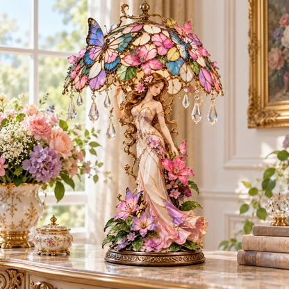 🔥Hot Sale - 🦋✨ Enchanted Butterfly Garden Lady Lamp – Illuminated Floral Sculpture 🌸💡