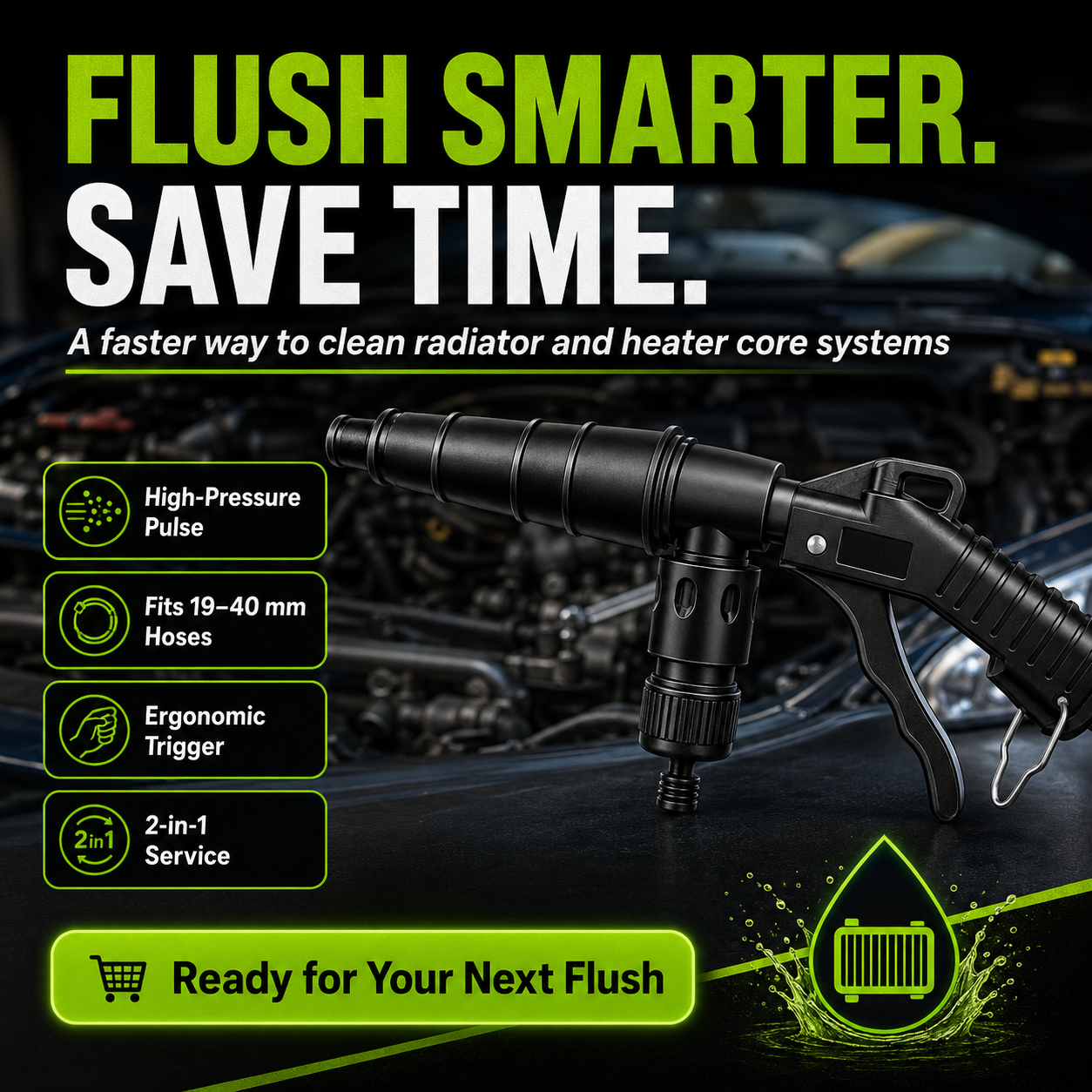 🚗High-Pressure Pulse Flush Gun Kit for Radiator Cleaning