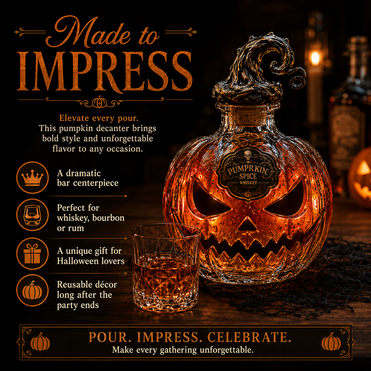 Halloween whiskey decanter centerpiece