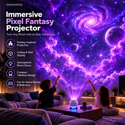 🎮 Pixel Fantasy Scene Projector – Ambient Decor for Gaming Rooms