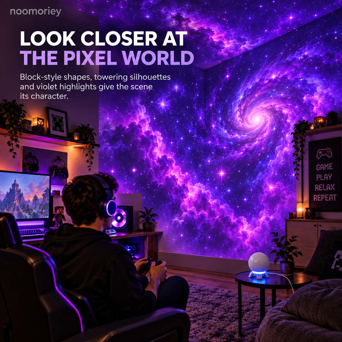 🎮 Pixel Fantasy Scene Projector – Ambient Decor for Gaming Rooms