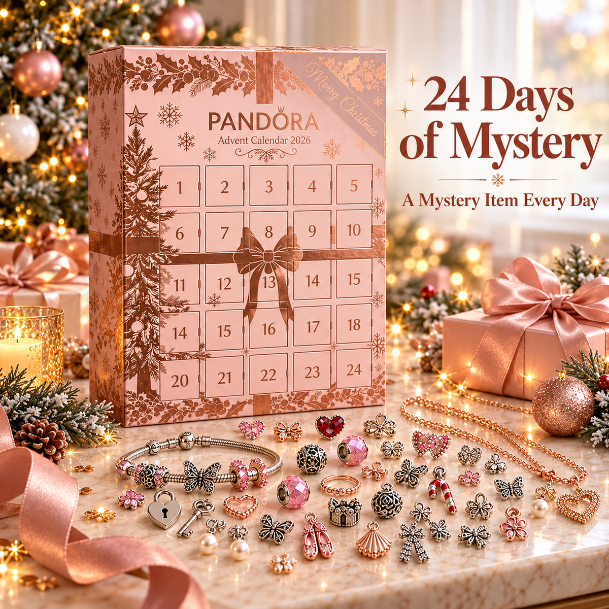 💗24-Day Jewelry Advent Calendar💍Mystery Charms, Jewelry & Accessories Christmas Gift Box🎄