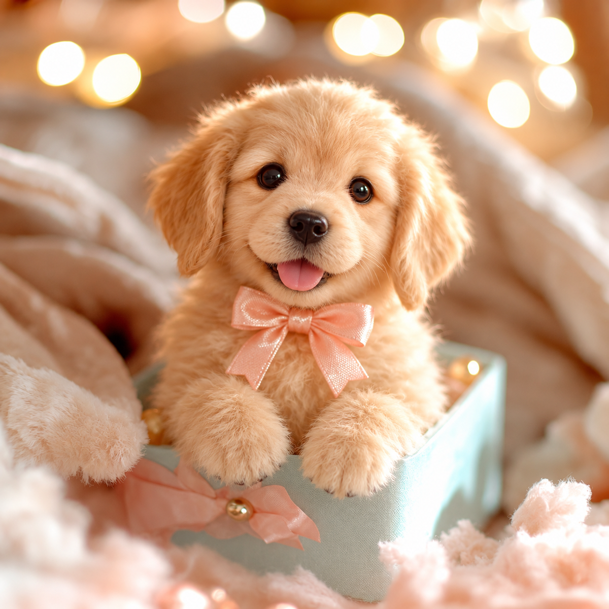 Light Cream Golden Buddy robotic puppy toy shown in a styled product image