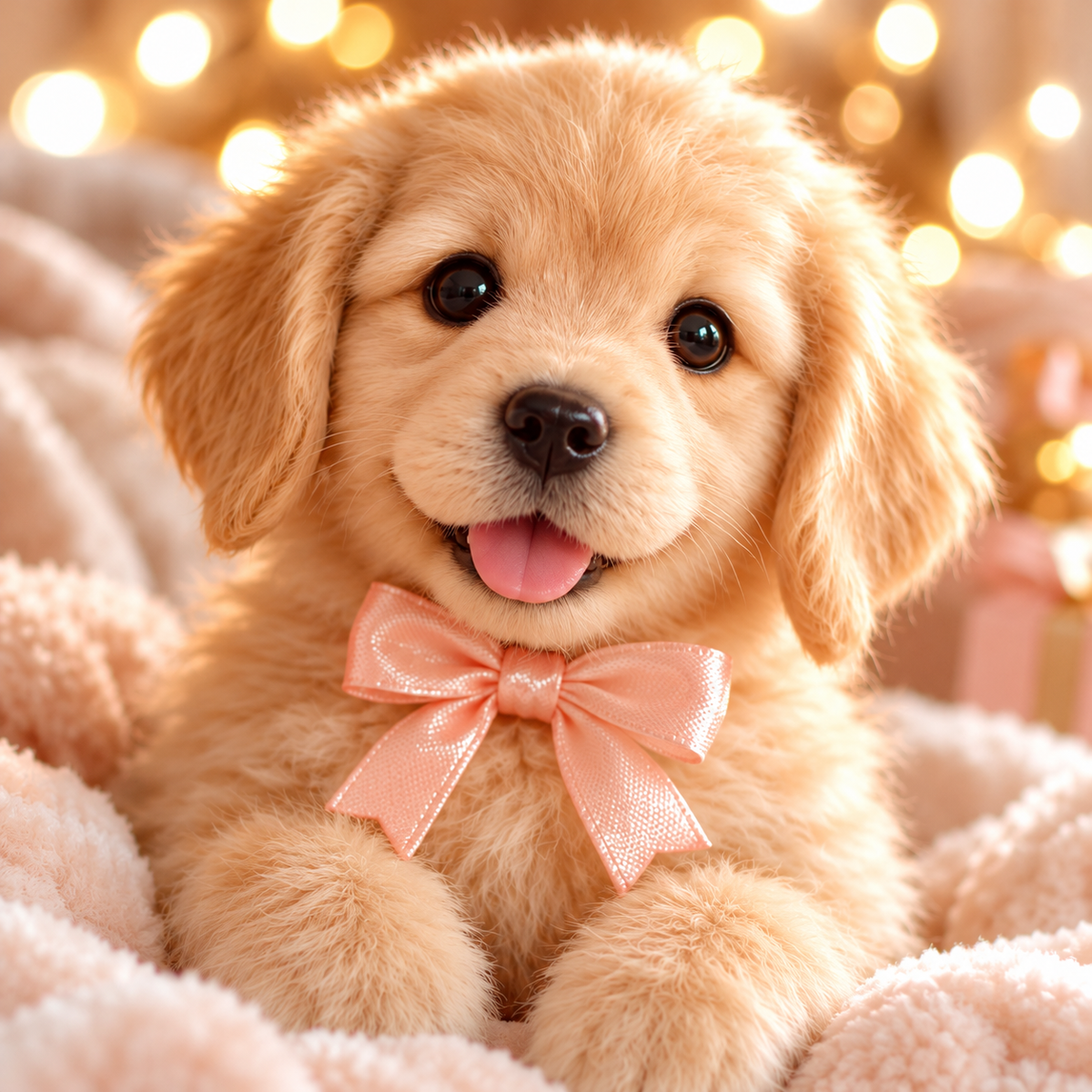 Light Cream Golden Buddy robot puppy close up
