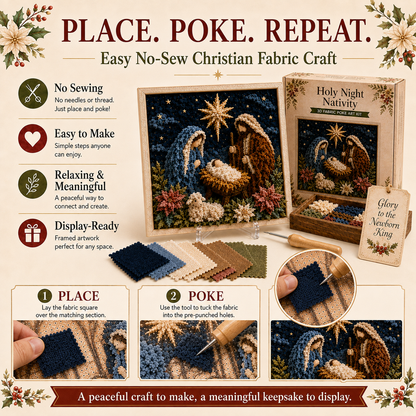 ✝️ 3D Christian Fabric Poke Art Kit – No-Sew Faith Craft & Meaningful Home Décor