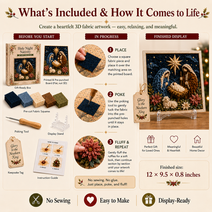 ✝️ 3D Christian Fabric Poke Art Kit – No-Sew Faith Craft & Meaningful Home Décor