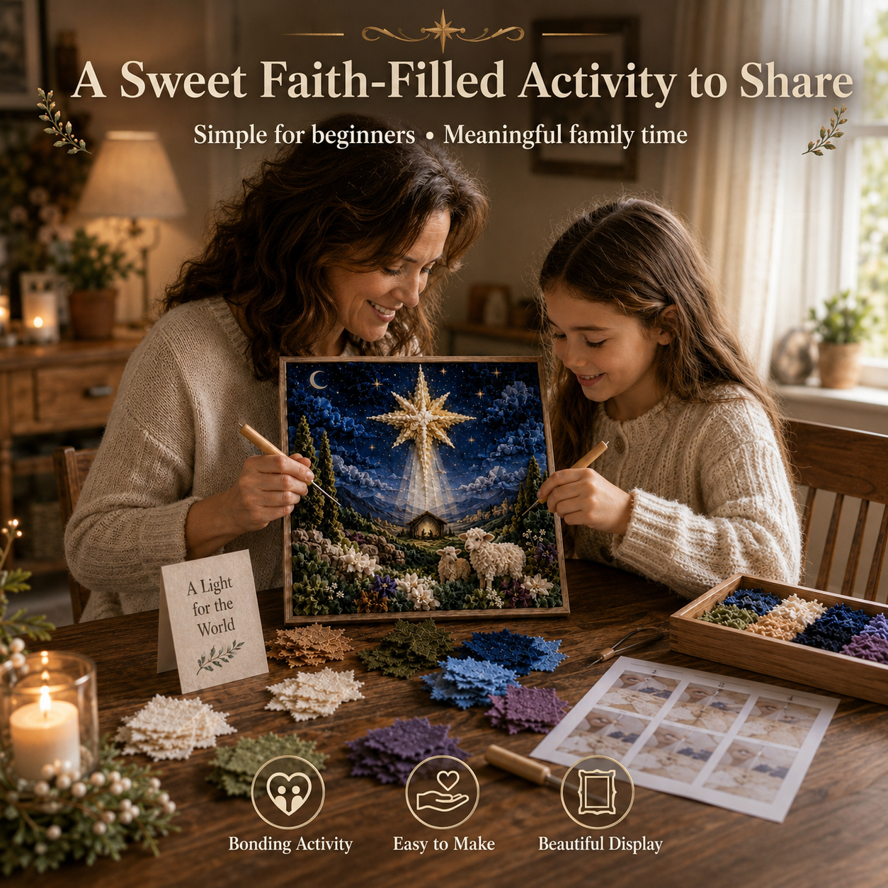 ✝️ 3D Christian Fabric Poke Art Kit – No-Sew Faith Craft & Meaningful Home Décor