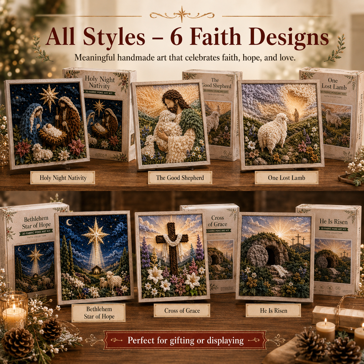✝️ 3D Christian Fabric Poke Art Kit – No-Sew Faith Craft & Meaningful Home Décor