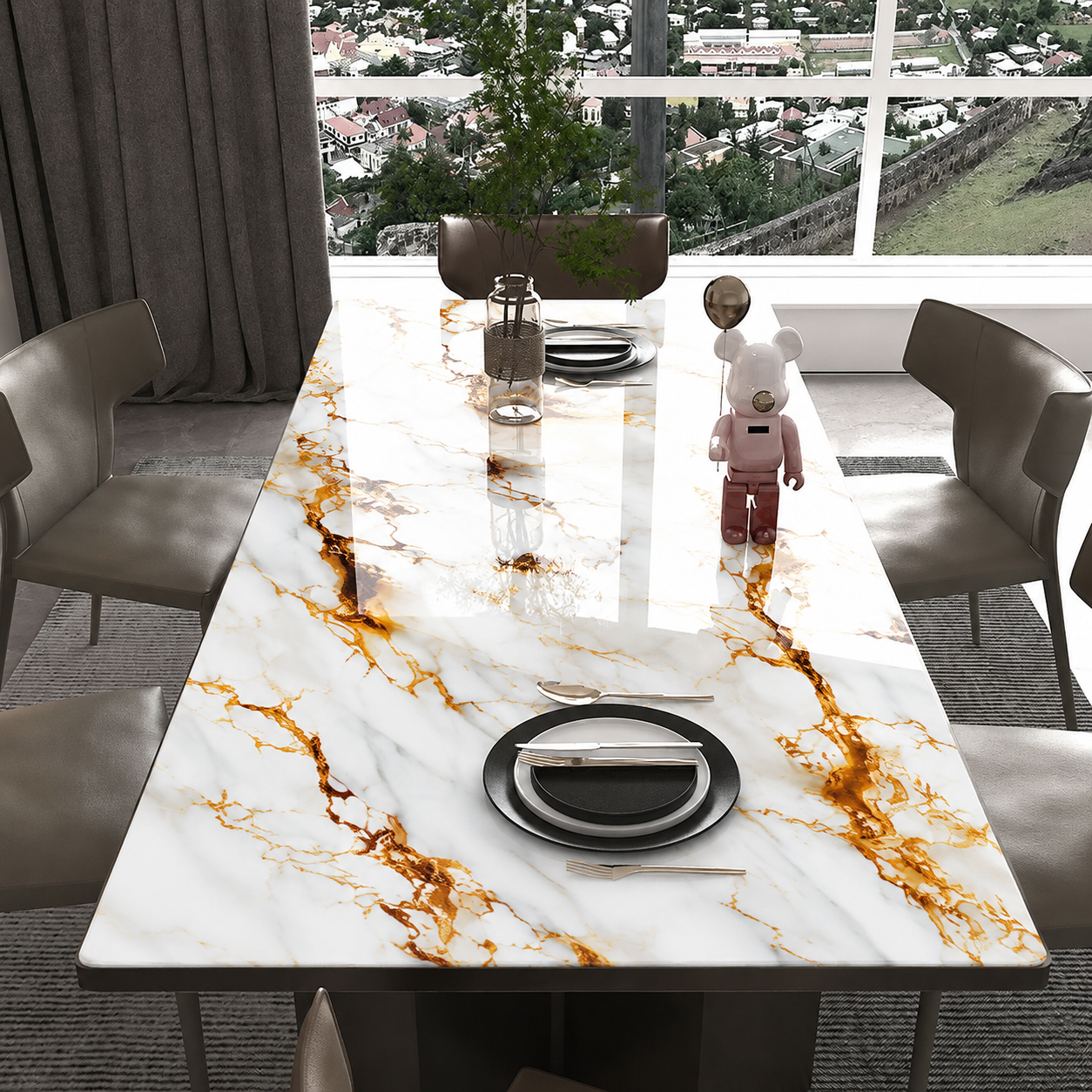 Gold Marble Pattern Self-Adhesive Wallpaper Roll
