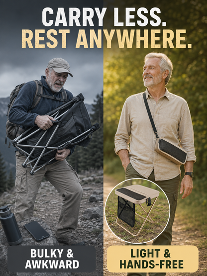 🔥 Outdoor Pick 🪑 12' Portable Folding Stool - Compact Collapsible Backpack Chair for Adults