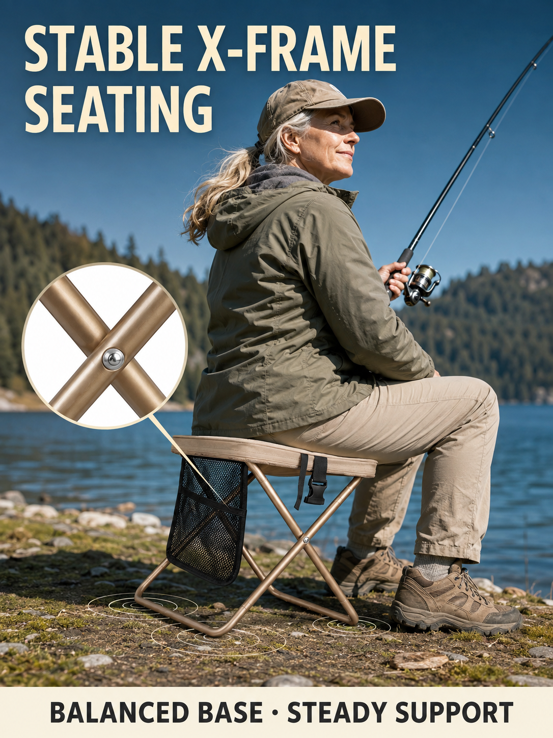 🔥 Outdoor Pick 🪑 12' Portable Folding Stool - Compact Collapsible Backpack Chair for Adults