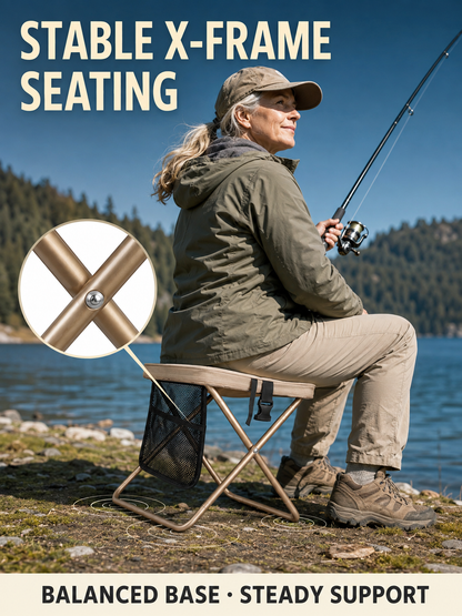 🔥 Outdoor Pick 🪑 12' Portable Folding Stool - Compact Collapsible Backpack Chair for Adults