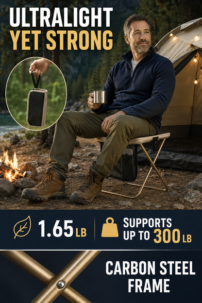 🔥 Outdoor Pick 🪑 12' Portable Folding Stool - Compact Collapsible Backpack Chair for Adults
