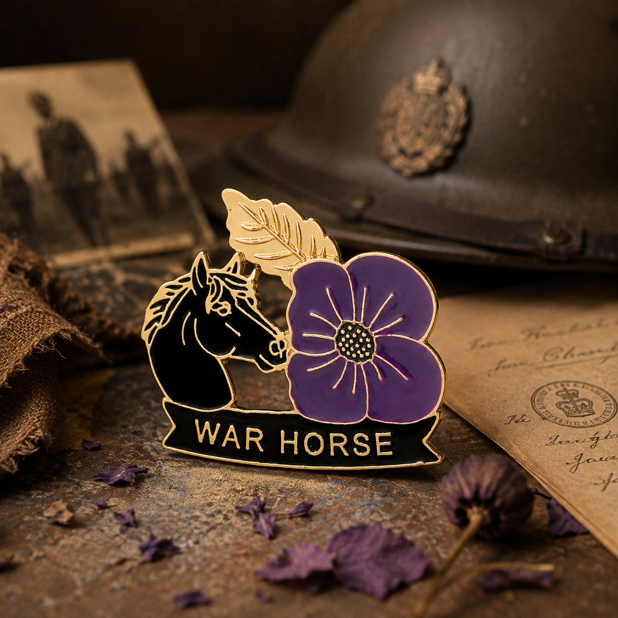 💜 War Horse Purple Poppy Remembrance Brooch – A Lasting Tribute to Service & Sacrifice