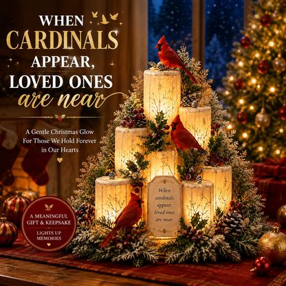 🔥Hot Sale - 50% OFF🔥🐦🕯️Cardinal Remembrance Lighted Christmas Centerpiece – “Loved Ones Are Near”