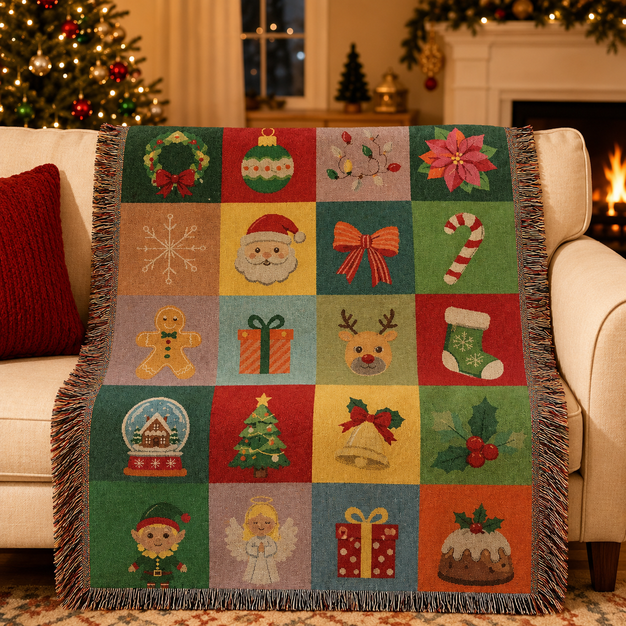 🔥 Today Only: 50% OFF 🎃 Vintage Halloween Jacquard Woven Throw Blanket with Fringe